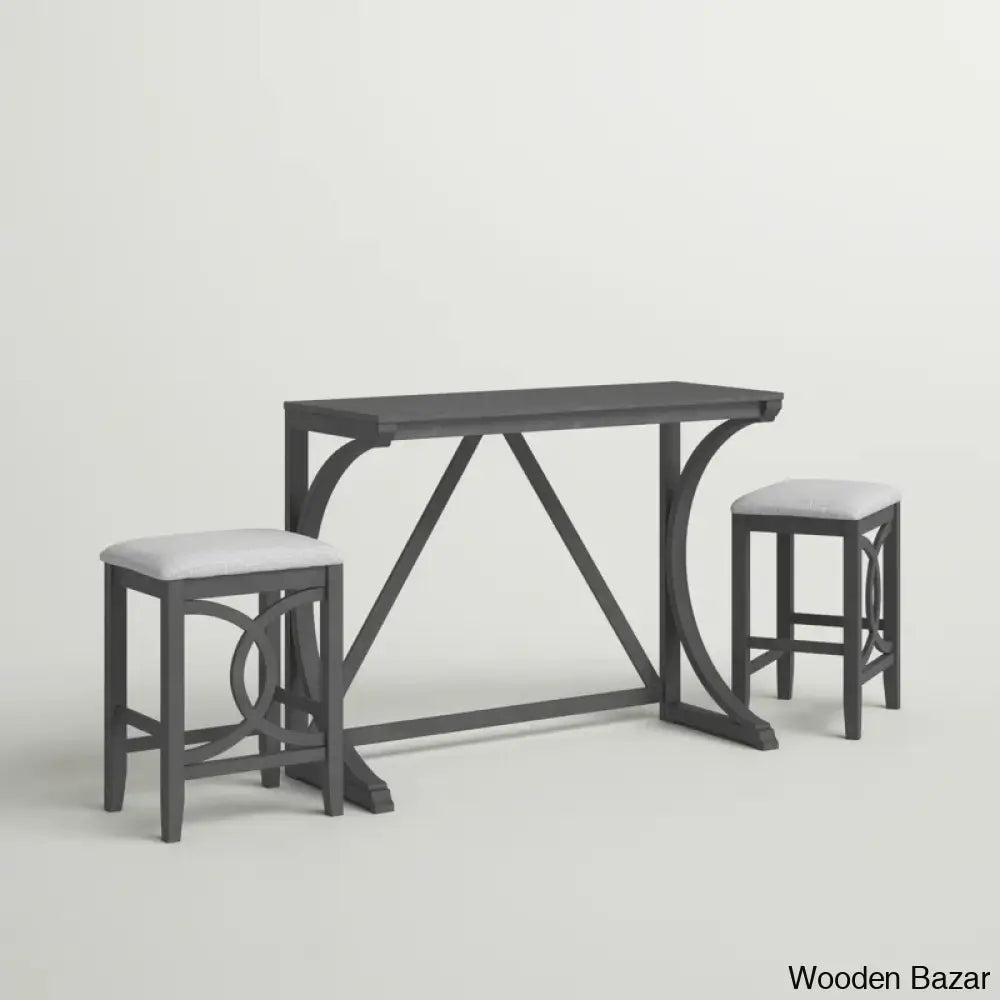 Bryce New 2 Seater Wooden Trestle Dining Set - Bazar