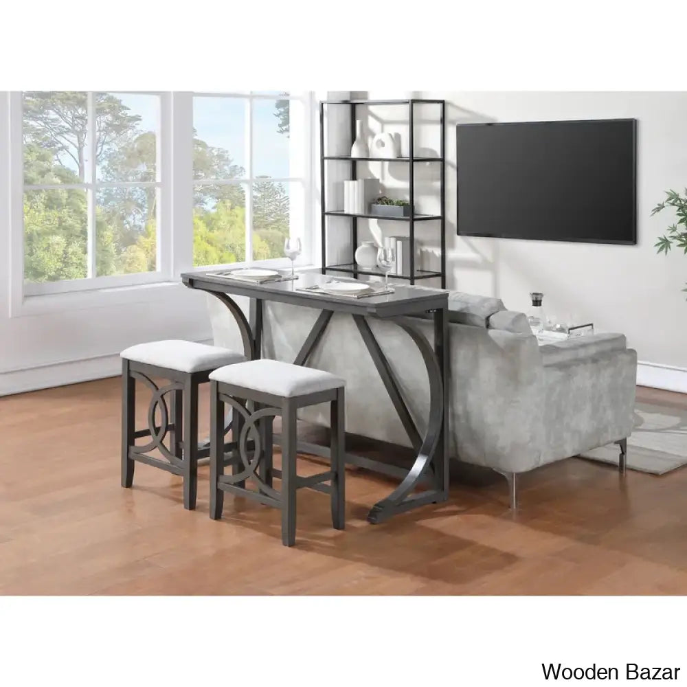 Bryce New 2 Seater Wooden Trestle Dining Set - Bazar