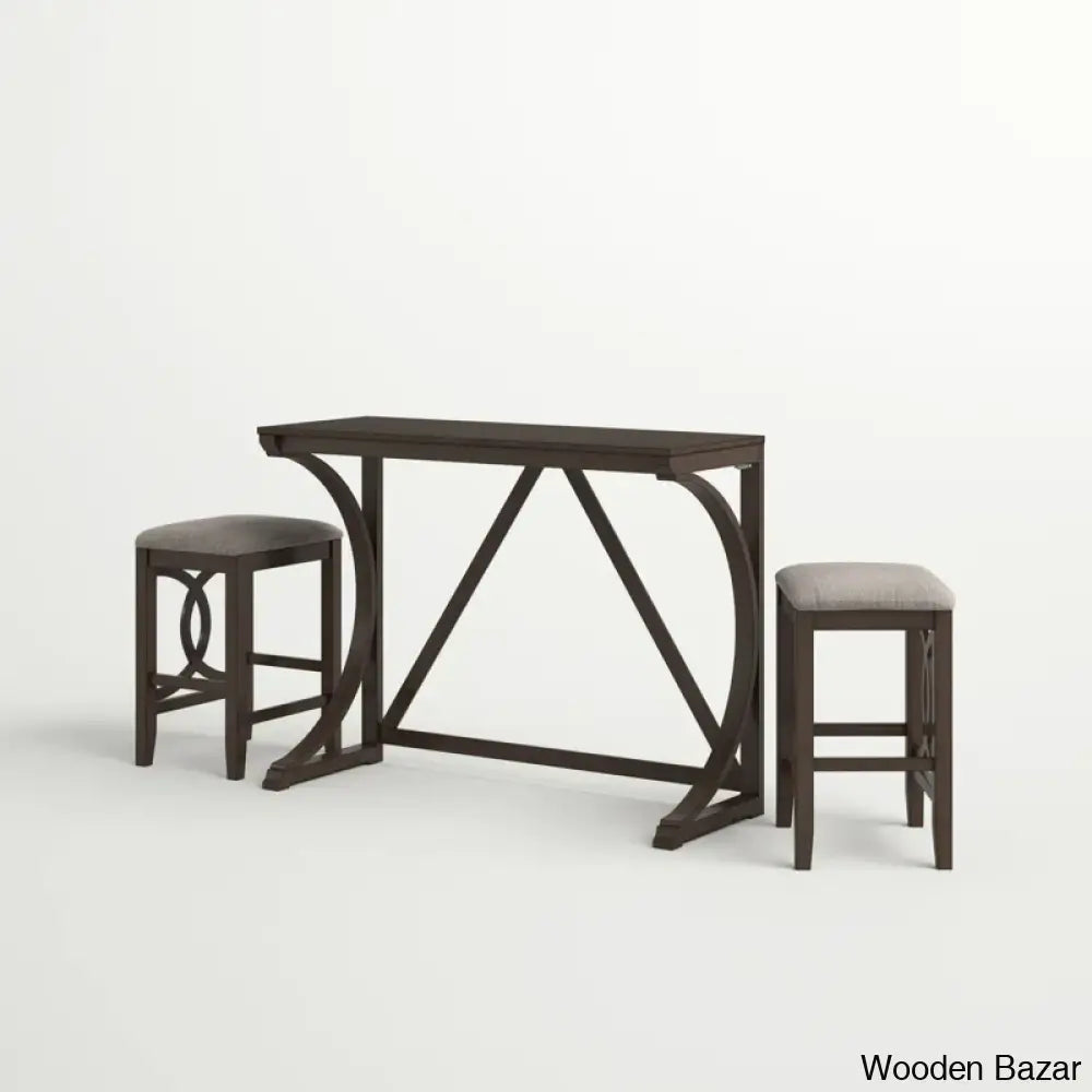 Bryce New 2 Seater Wooden Trestle Dining Set - Bazar