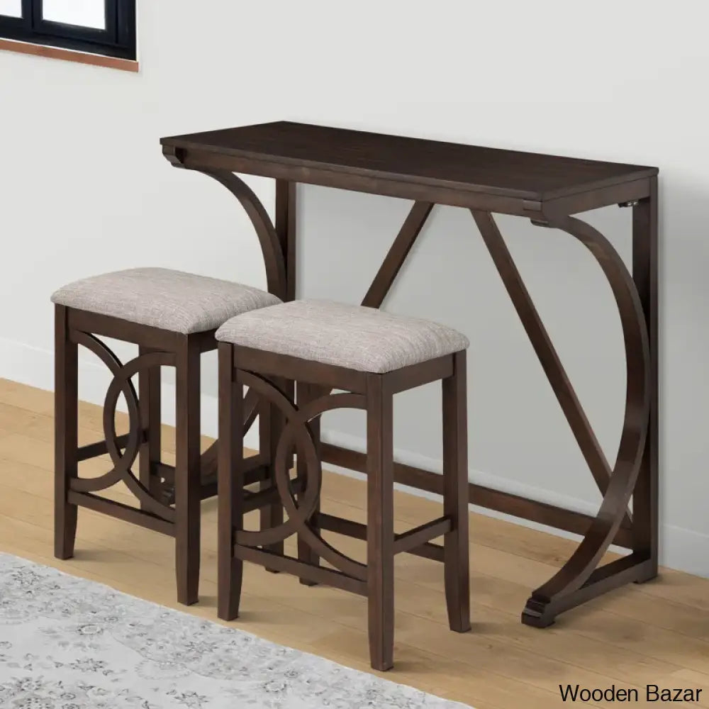 Bryce New 2 Seater Wooden Trestle Dining Set - Bazar