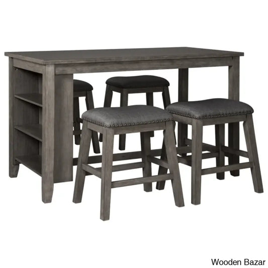 Bryce New 4 Seater Counter Height Dining Set - Wooden Bazar