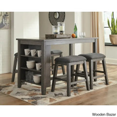 Bryce New 4 Seater Counter Height Dining Set - Wooden Bazar