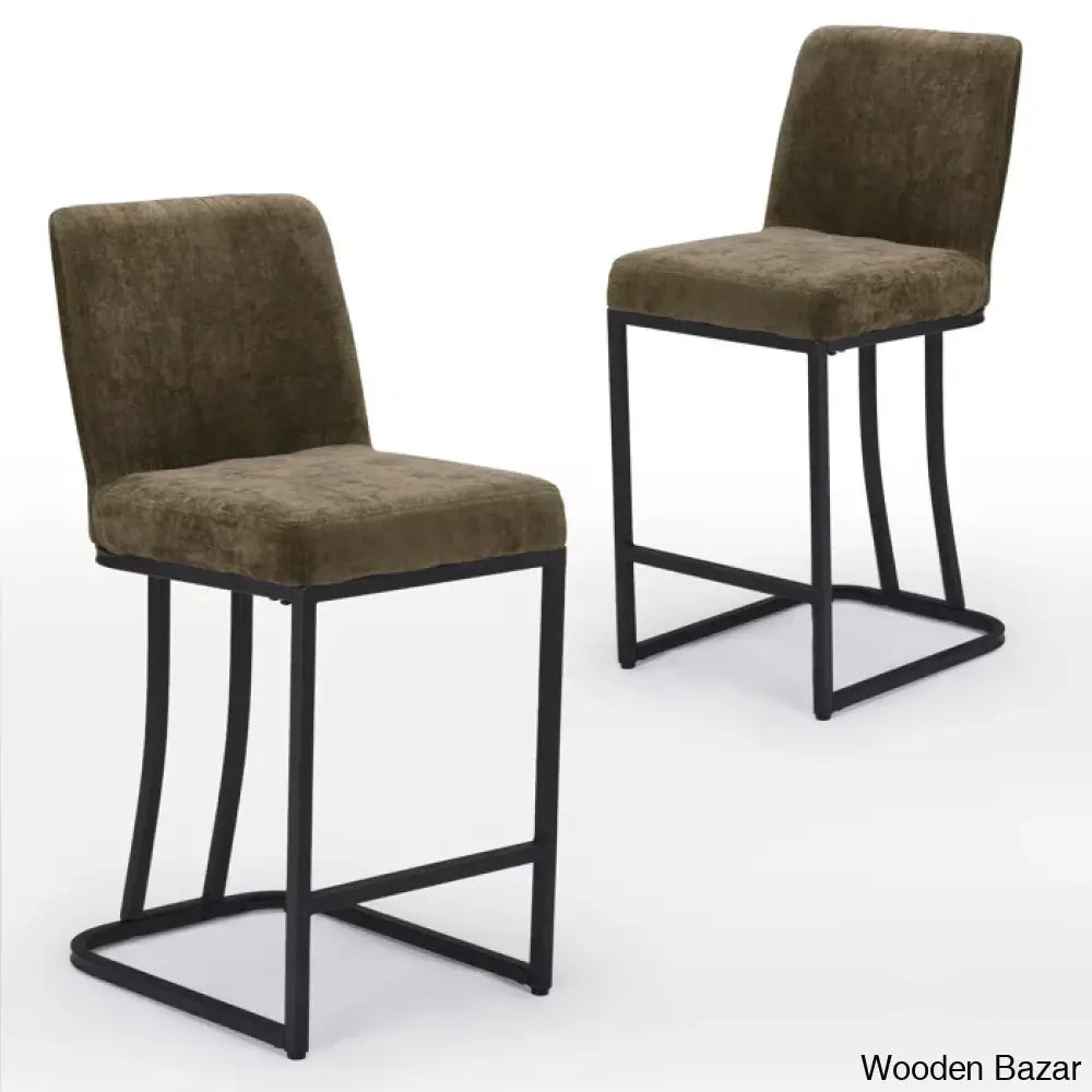 Brykenc Swivel Upholstered 23.4’’ Counter And Bar Stool With Metal Frame (Set Of 2)