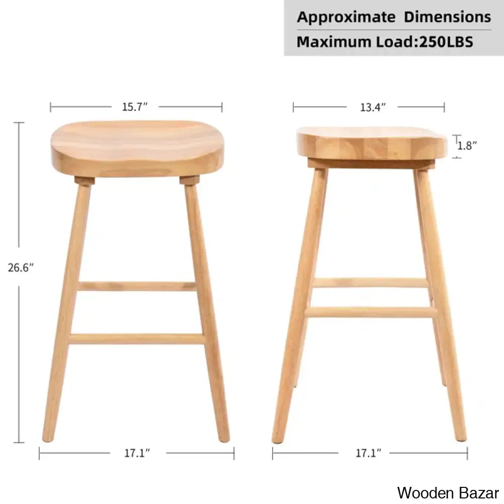 Brynnleighn Wood Ergonomic Seat Mid-Century Modern Counter Stools