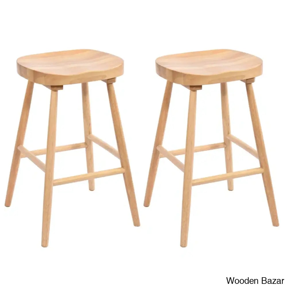 Brynnleighn Wood Ergonomic Seat Mid-Century Modern Counter Stools