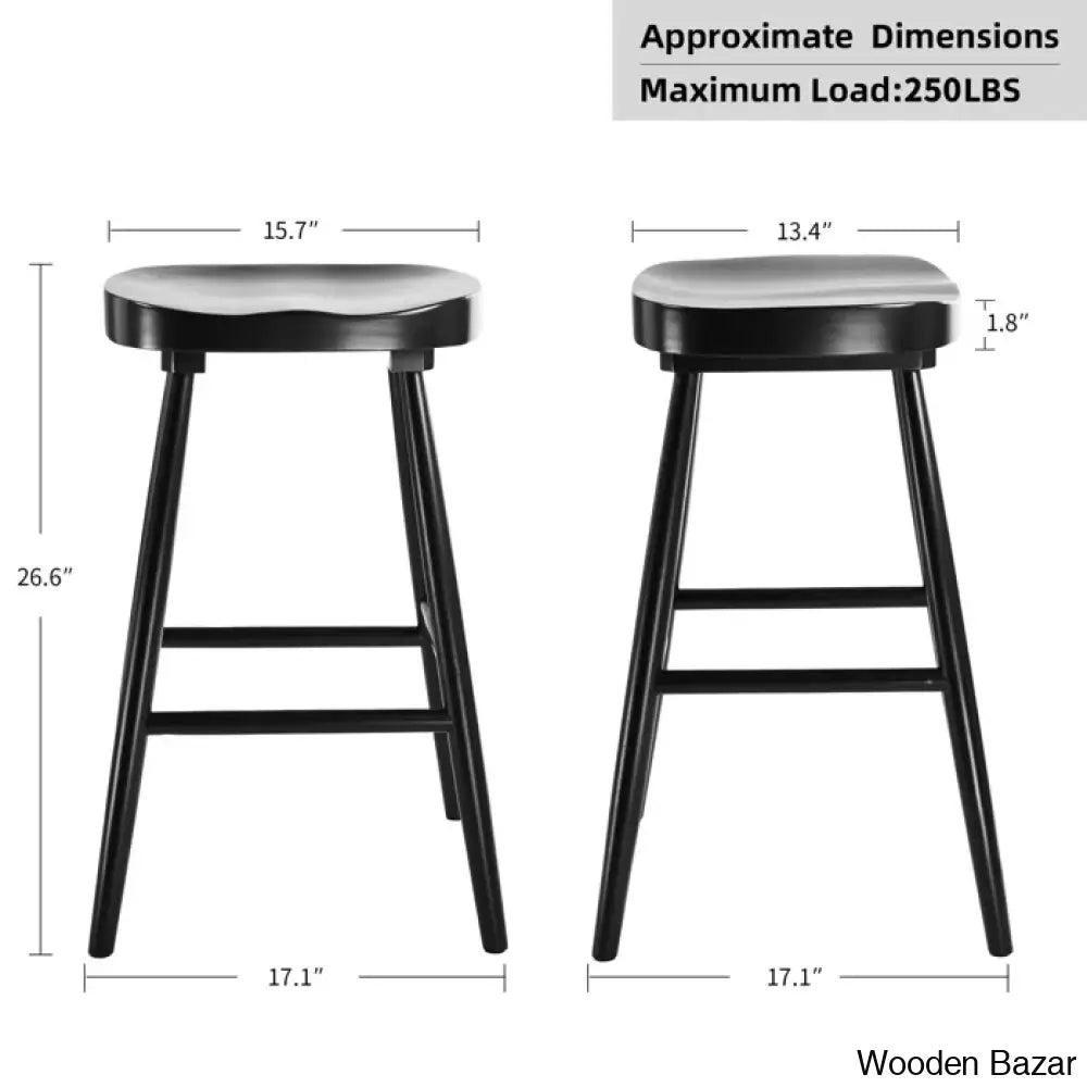 Brynnleighn Wood Ergonomic Seat Mid-Century Modern Counter Stools