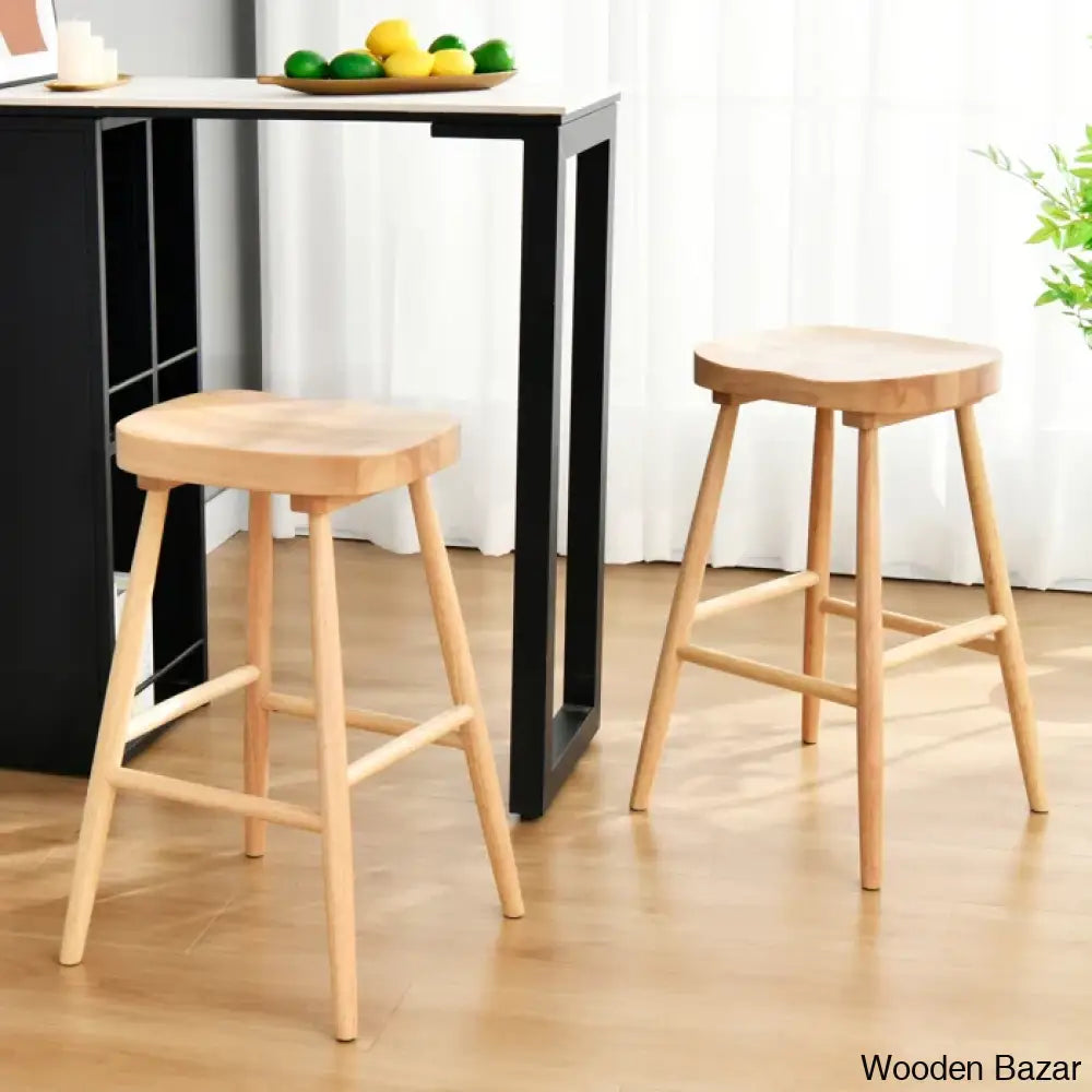 Brynnleighn Wood Ergonomic Seat Mid-Century Modern Counter Stools