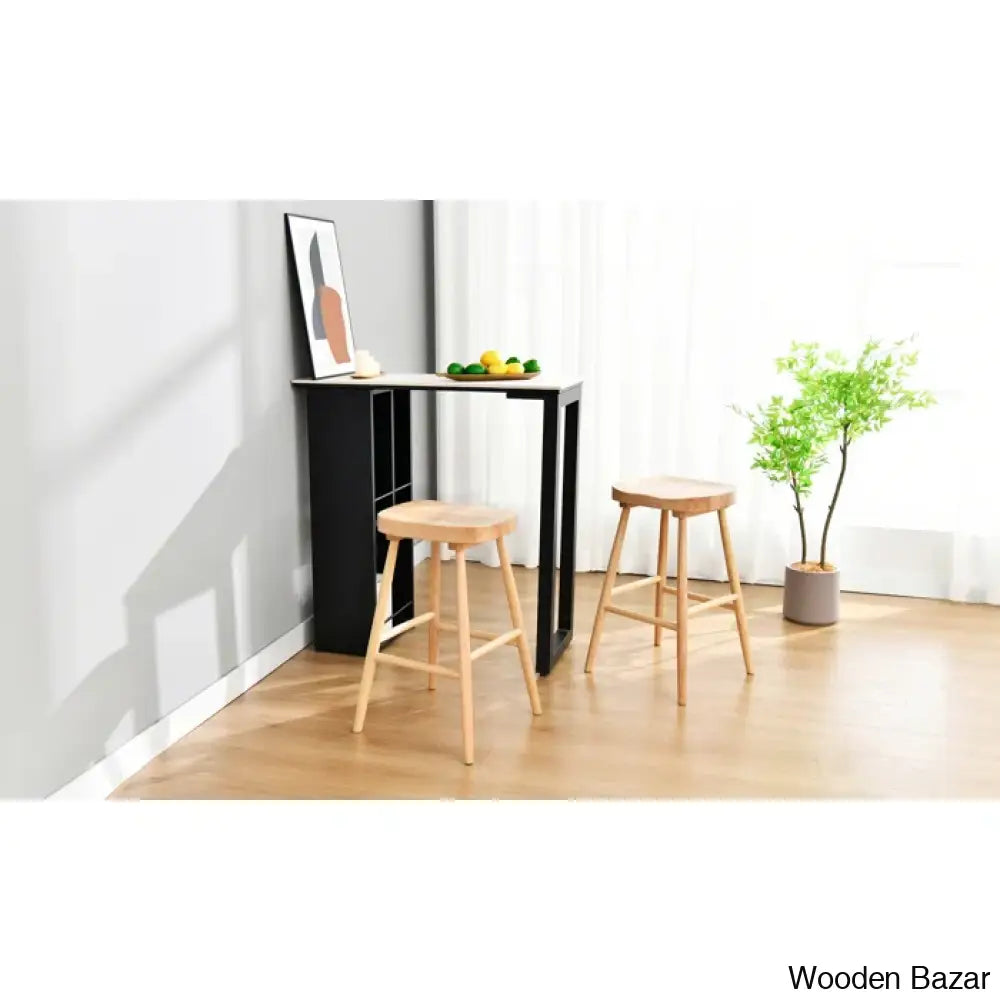 Brynnleighn Wood Ergonomic Seat Mid-Century Modern Counter Stools