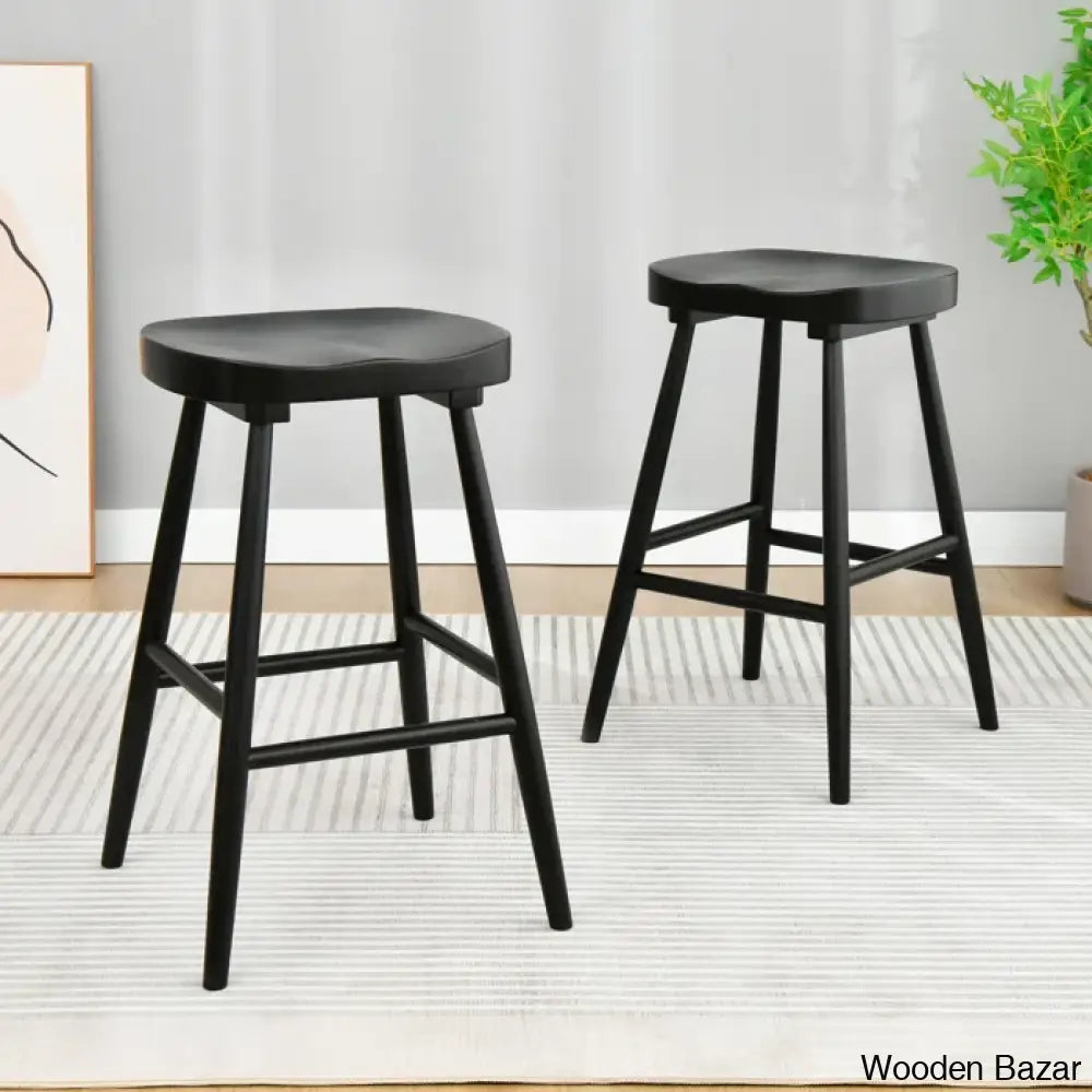 Brynnleighn Wood Ergonomic Seat Mid-Century Modern Counter Stools