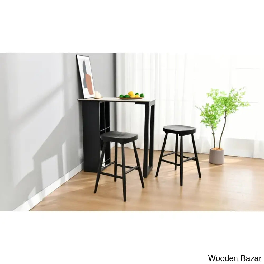 Brynnleighn Wood Ergonomic Seat Mid-Century Modern Counter Stools