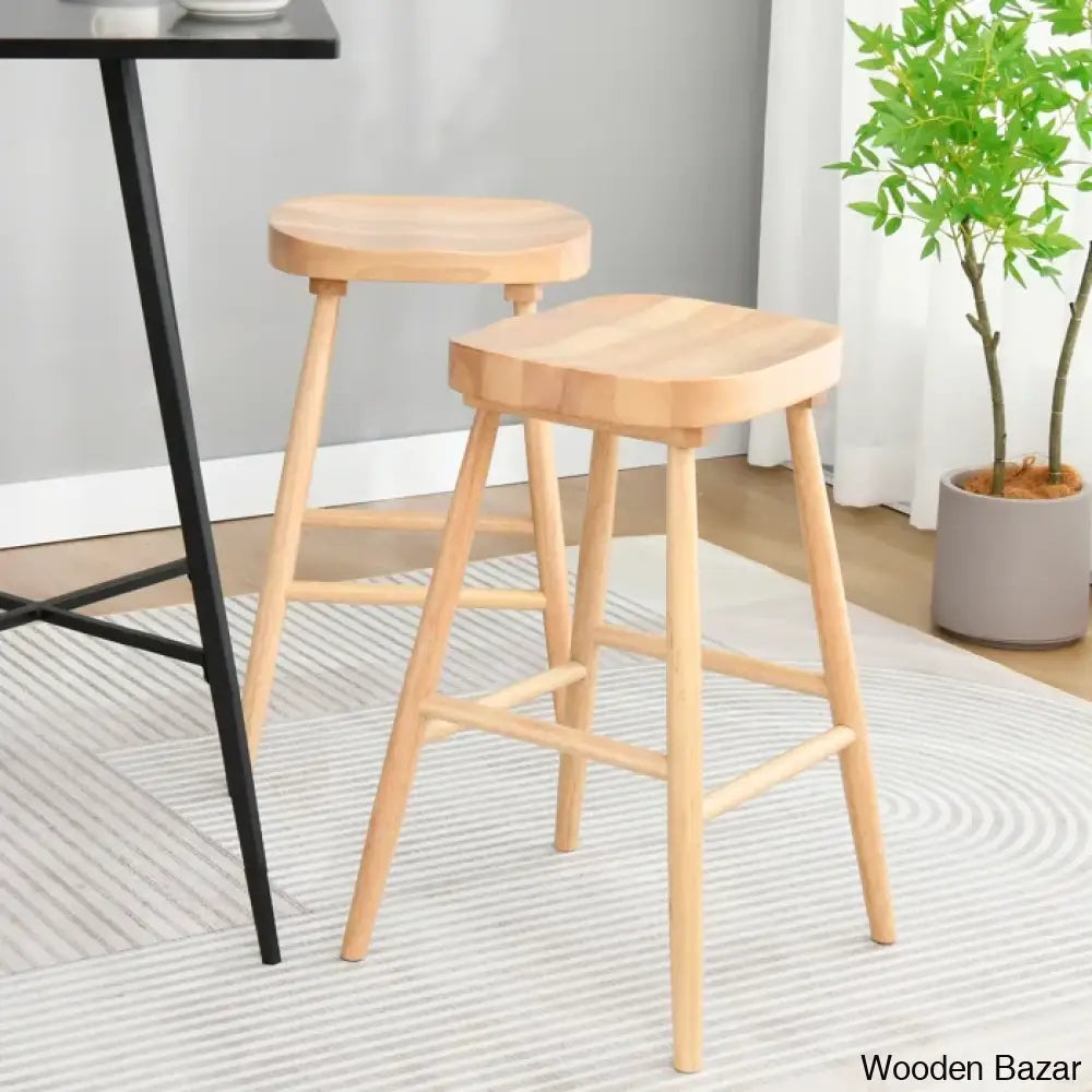 Brynnleighn Wood Ergonomic Seat Mid-Century Modern Counter Stools