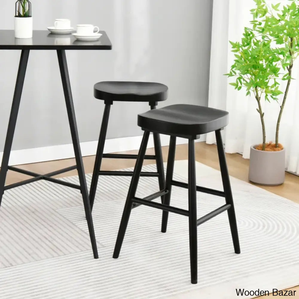 Brynnleighn Wood Ergonomic Seat Mid-Century Modern Counter Stools