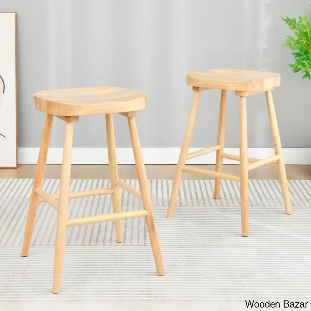 Brynnleighn Wood Ergonomic Seat Mid-Century Modern Counter Stools