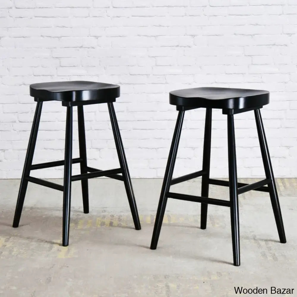 Brynnleighn Wood Ergonomic Seat Mid-Century Modern Counter Stools