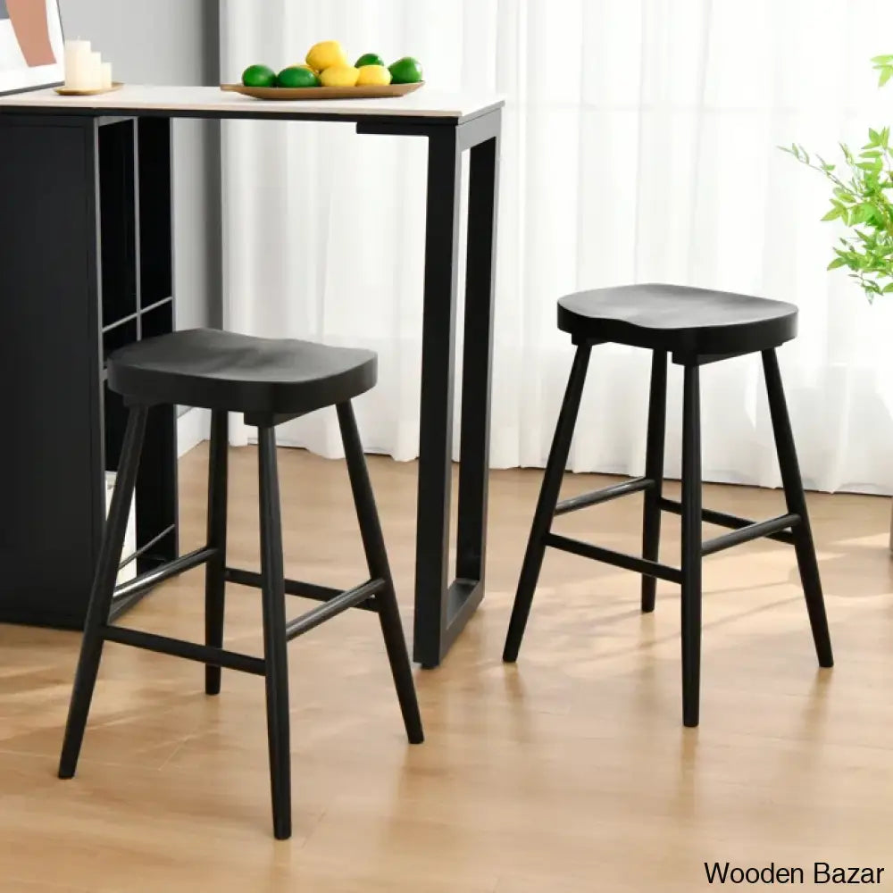 Brynnleighn Wood Ergonomic Seat Mid-Century Modern Counter Stools