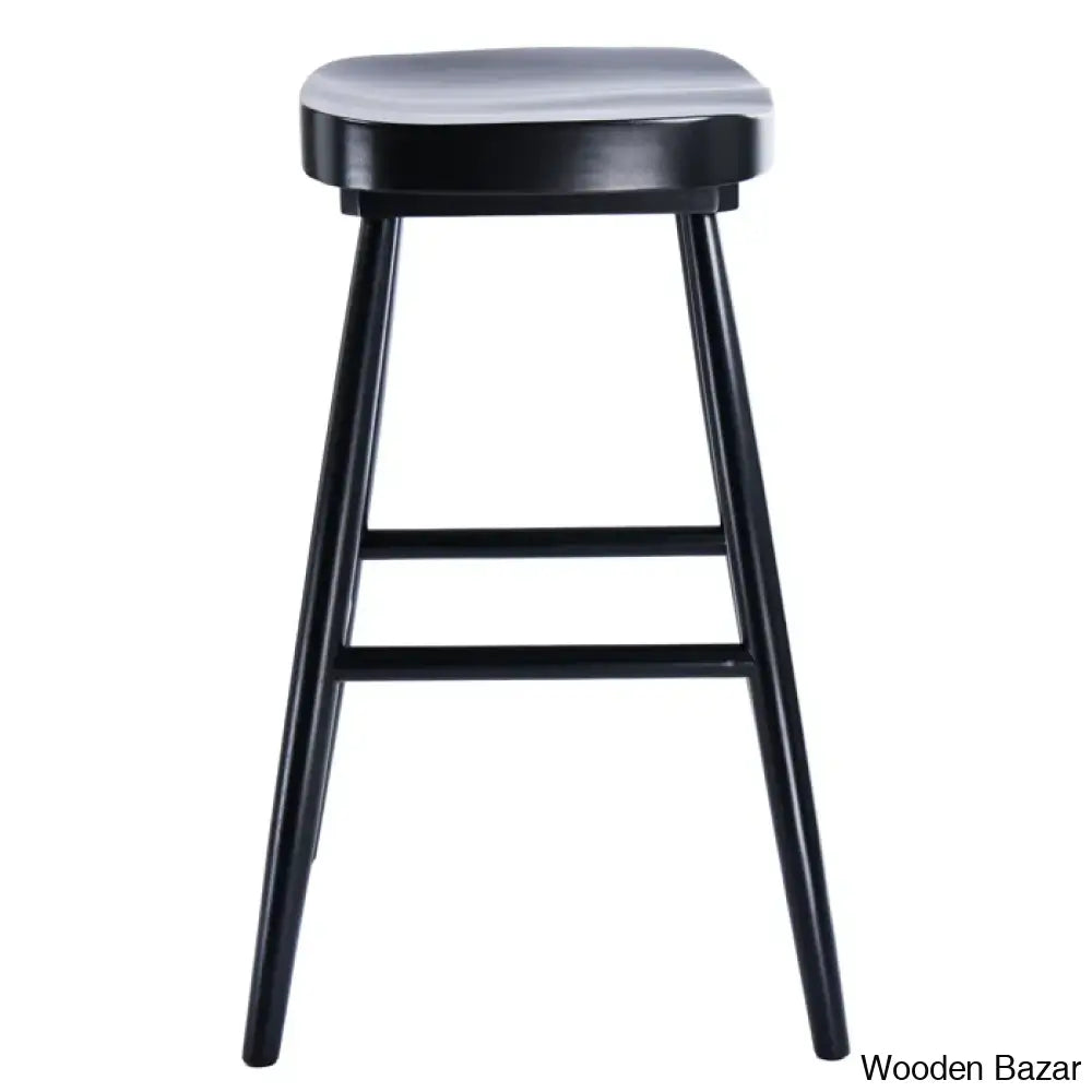 Brynnleighn Wood Ergonomic Seat Mid-Century Modern Counter Stools Black / 1 Piece