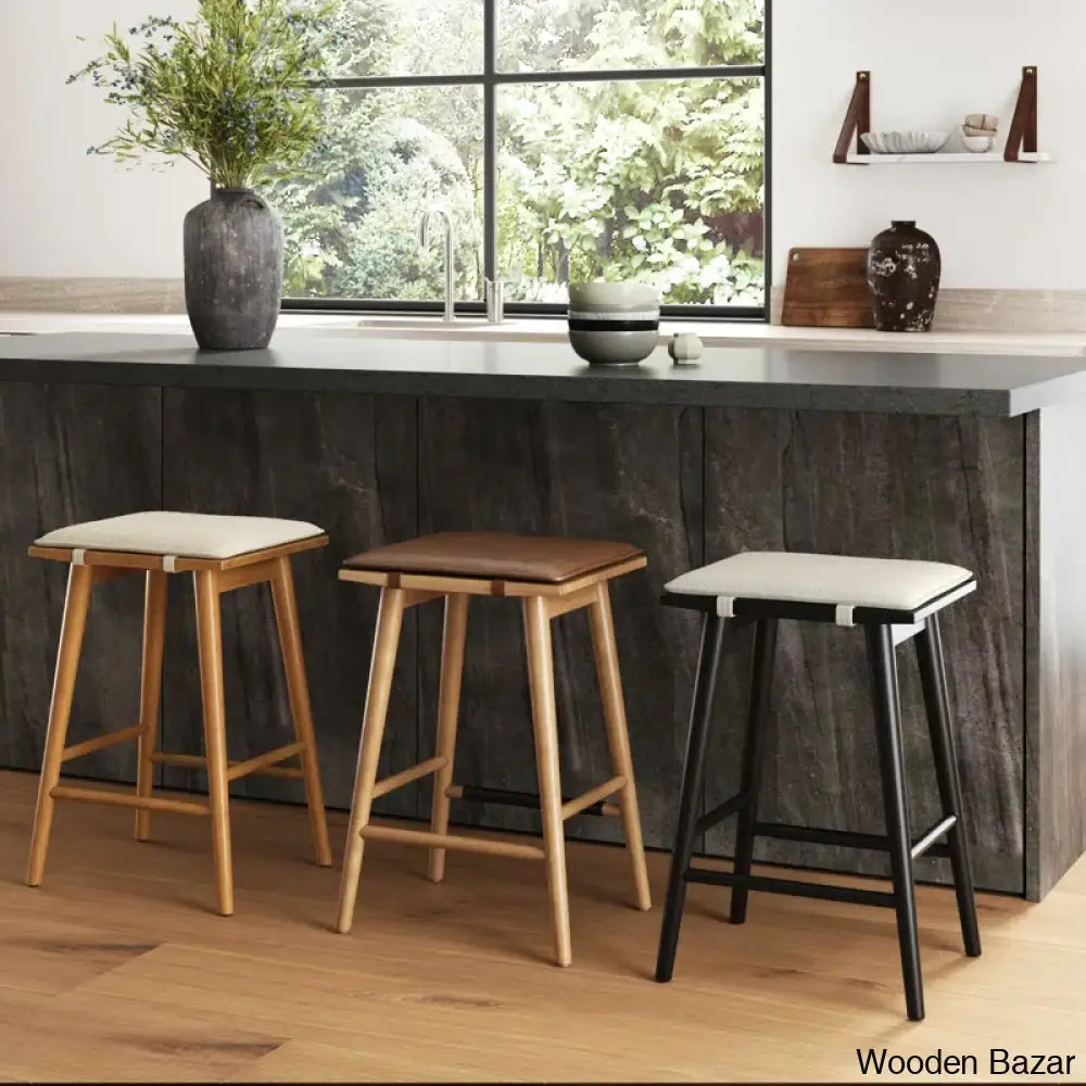 Bryseidaz Swivel Solid Wood 24’’ Counter And Bar Stool