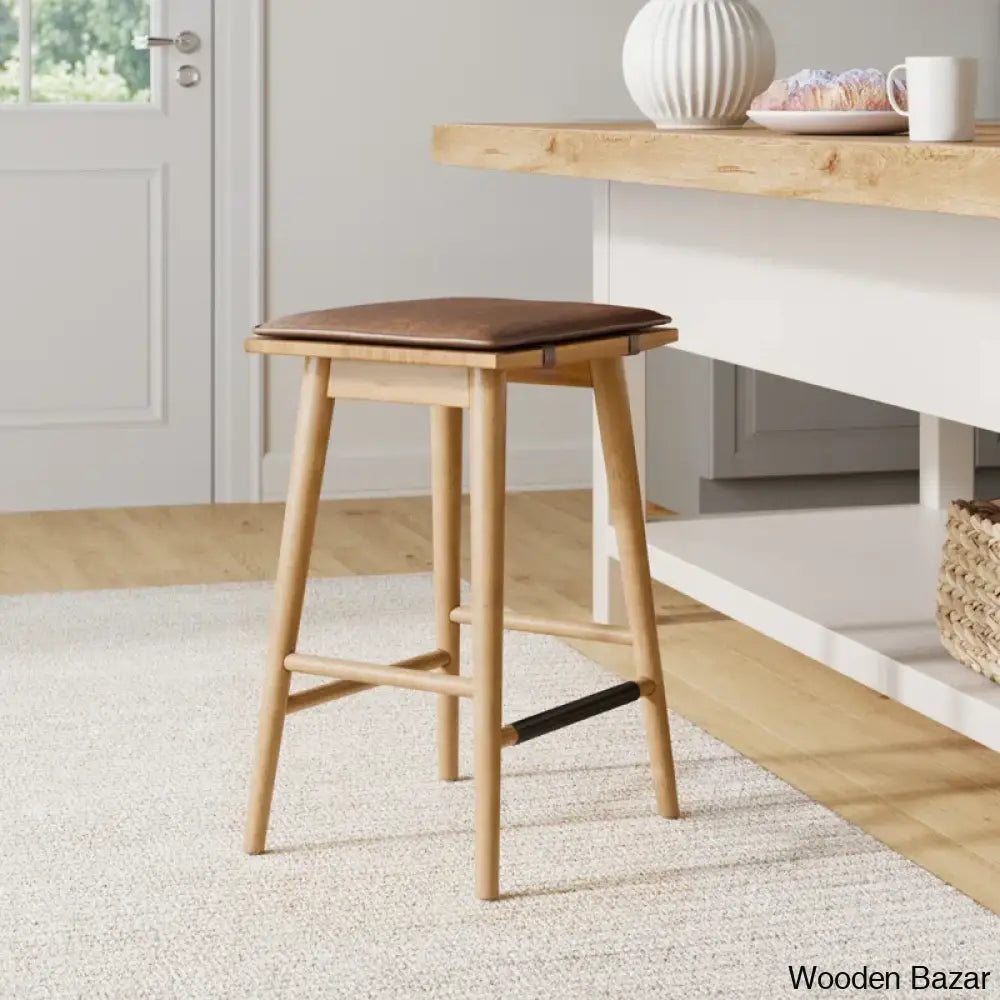 Bryseidaz Swivel Solid Wood 24’’ Counter And Bar Stool