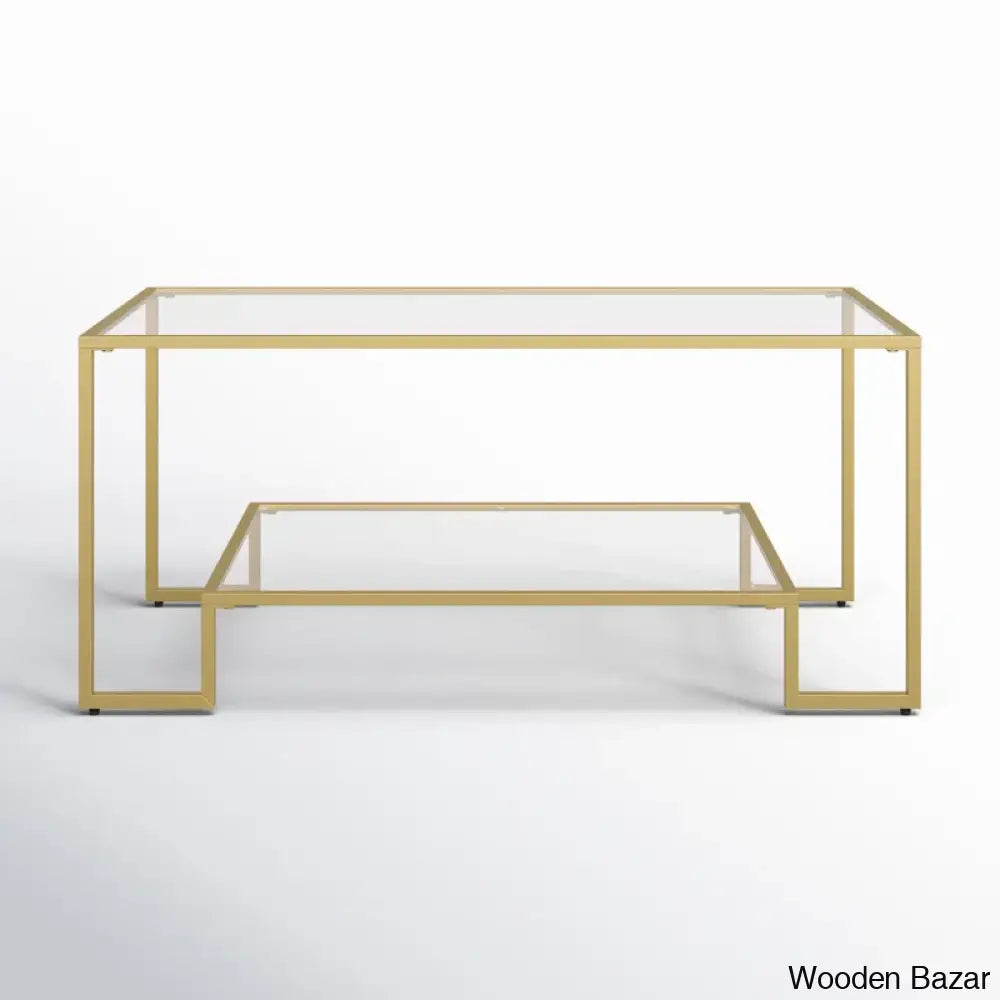 Bundyl Glass Top Coffee And Center Table Golden