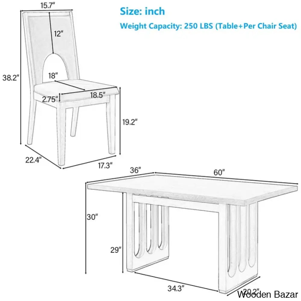 Burle Wooden 6 Seater Trestle Dining Table Set - Bazar