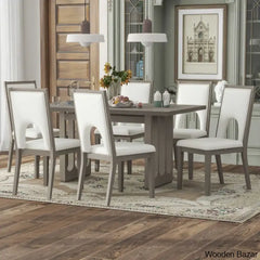 Burle Wooden 6 Seater Trestle Dining Table Set - Bazar