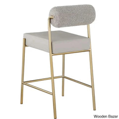 Burslemz Boucle Fabric & Faux Leather Counter And Bar Stool