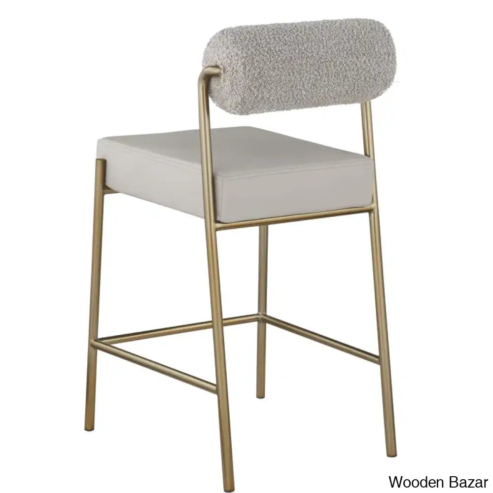 Burslemz Boucle Fabric & Faux Leather Counter And Bar Stool