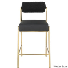 Burslemz Boucle Fabric & Faux Leather Counter And Bar Stool