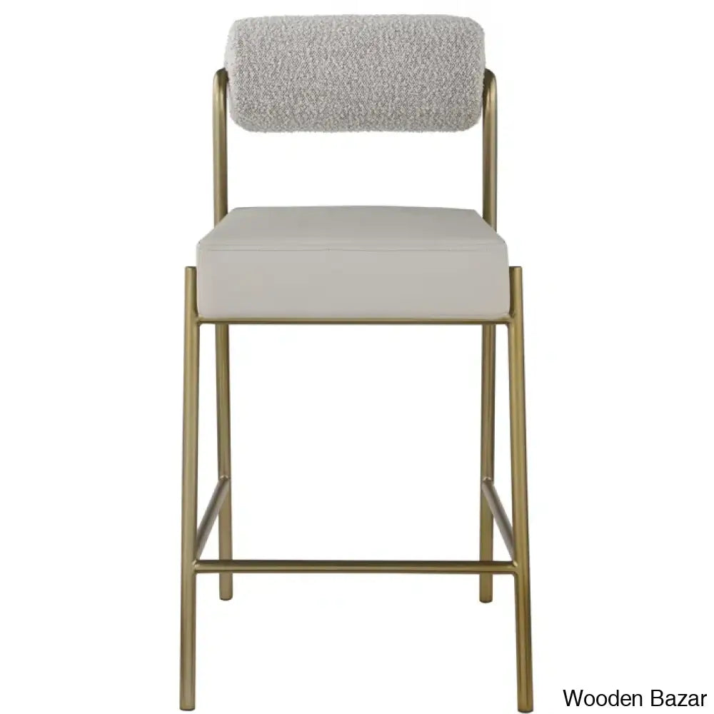 Burslemz Boucle Fabric & Faux Leather Counter And Bar Stool