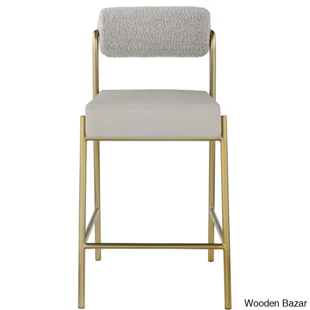 Burslemz Boucle Fabric & Faux Leather Counter And Bar Stool