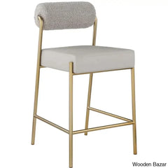 Burslemz Boucle Fabric & Faux Leather Counter And Bar Stool
