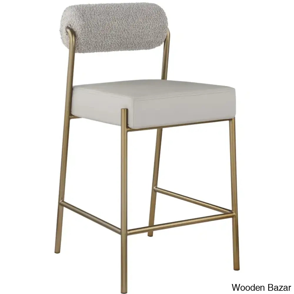 Burslemz Boucle Fabric & Faux Leather Counter And Bar Stool