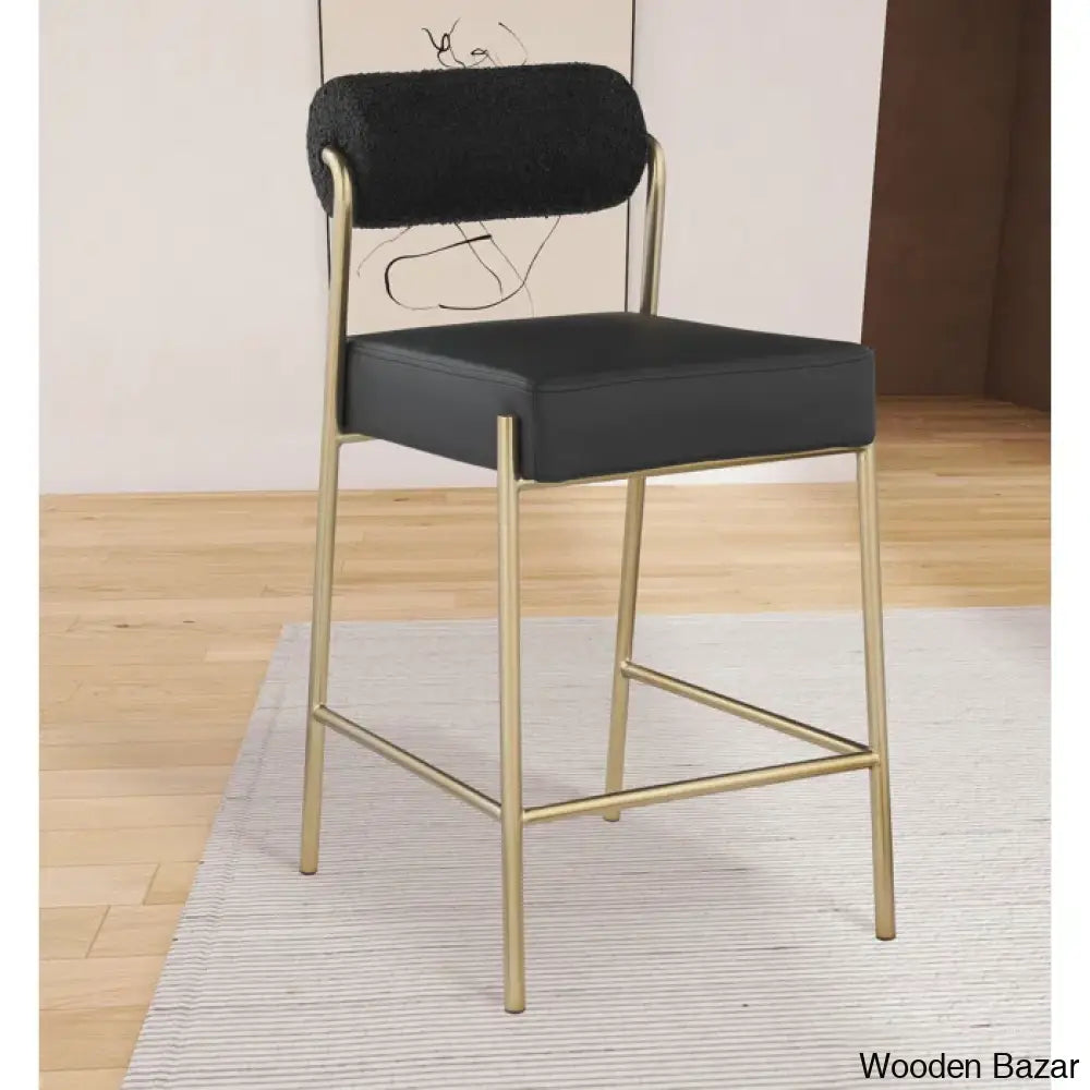 Burslemz Boucle Fabric & Faux Leather Counter And Bar Stool