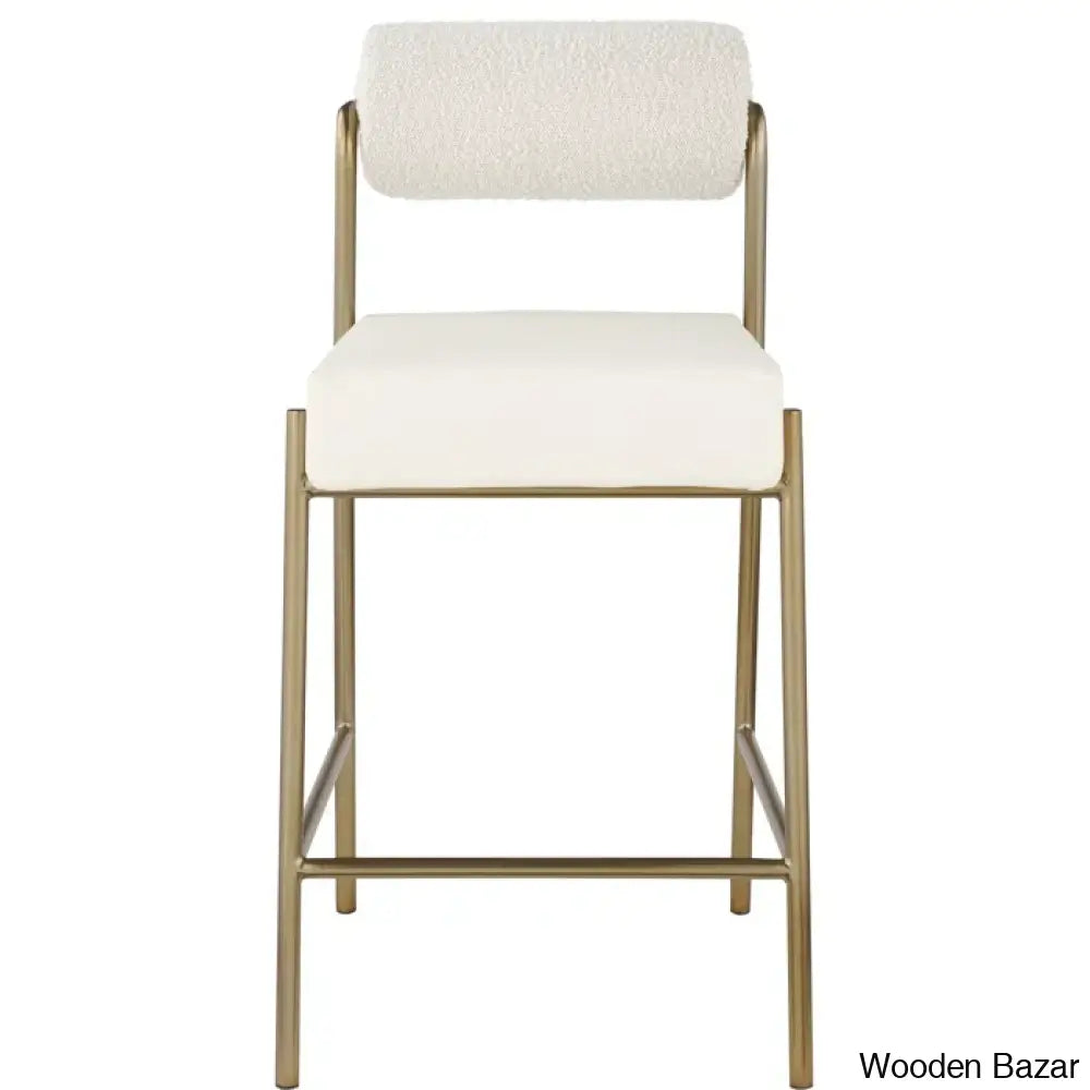 Burslemz Boucle Fabric & Faux Leather Counter And Bar Stool