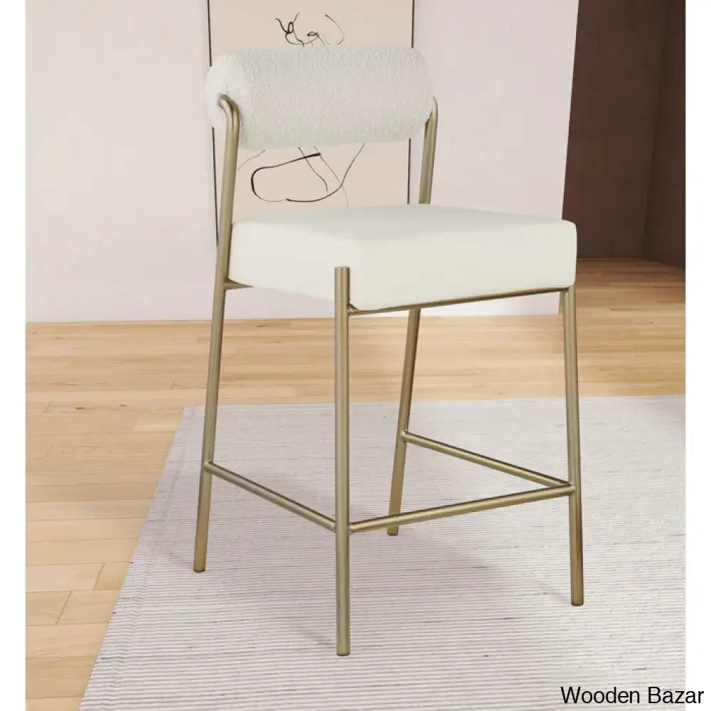 Burslemz Boucle Fabric & Faux Leather Counter And Bar Stool Cream