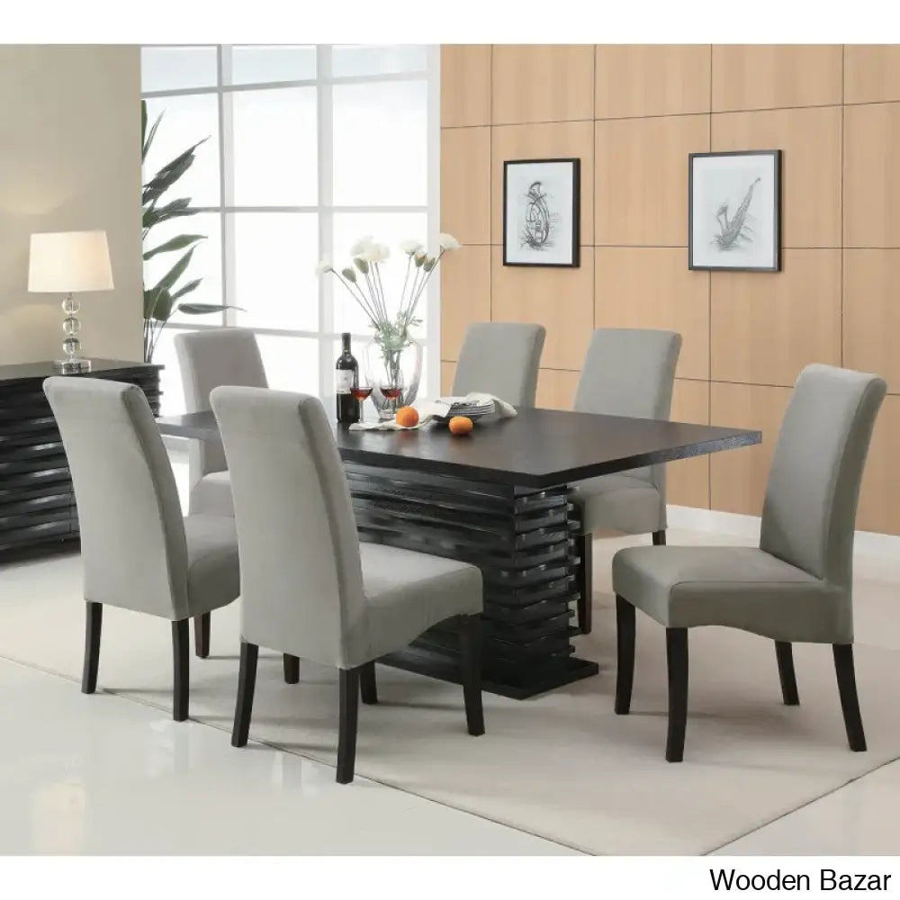 Byrd Stylish Black And Gray Pedestal Dining Set - Modern Elegance For Sophisticated Spaces