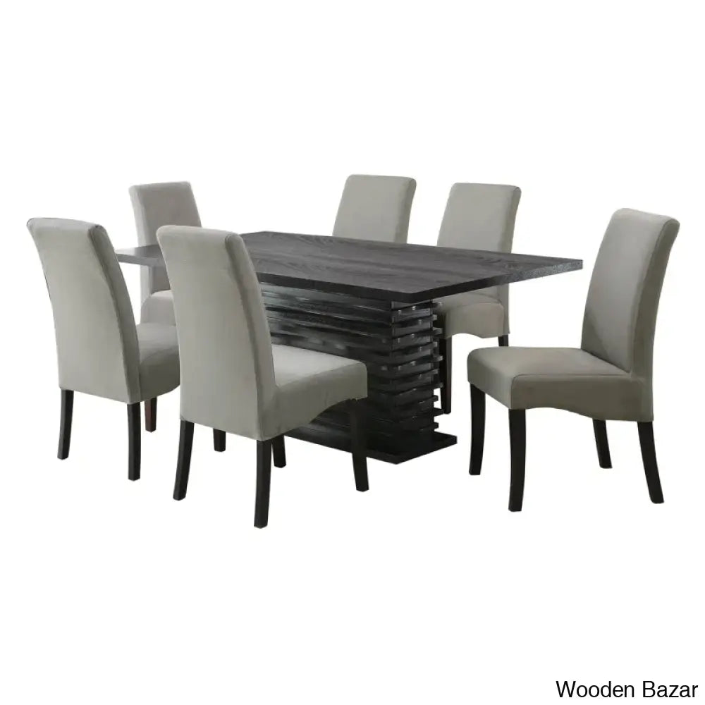 Byrd Stylish Black And Gray Pedestal Dining Set - Modern Elegance For Sophisticated Spaces