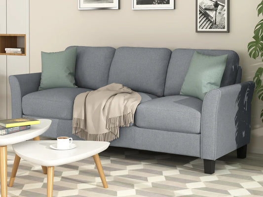 Margaret Grey 3 Seater Living Room Sofa In Grey Fabric