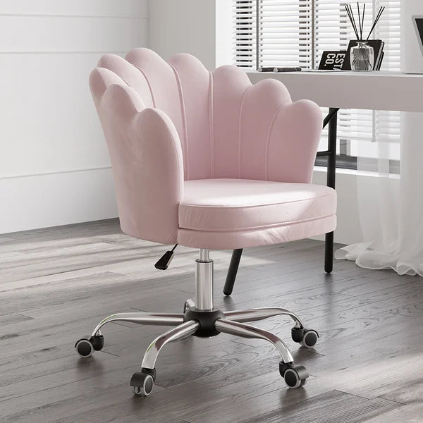 Yellow Modern Swivel Office Chair Velvet Upholstered Task Chair Adjustable Height - Wooden Bazar
