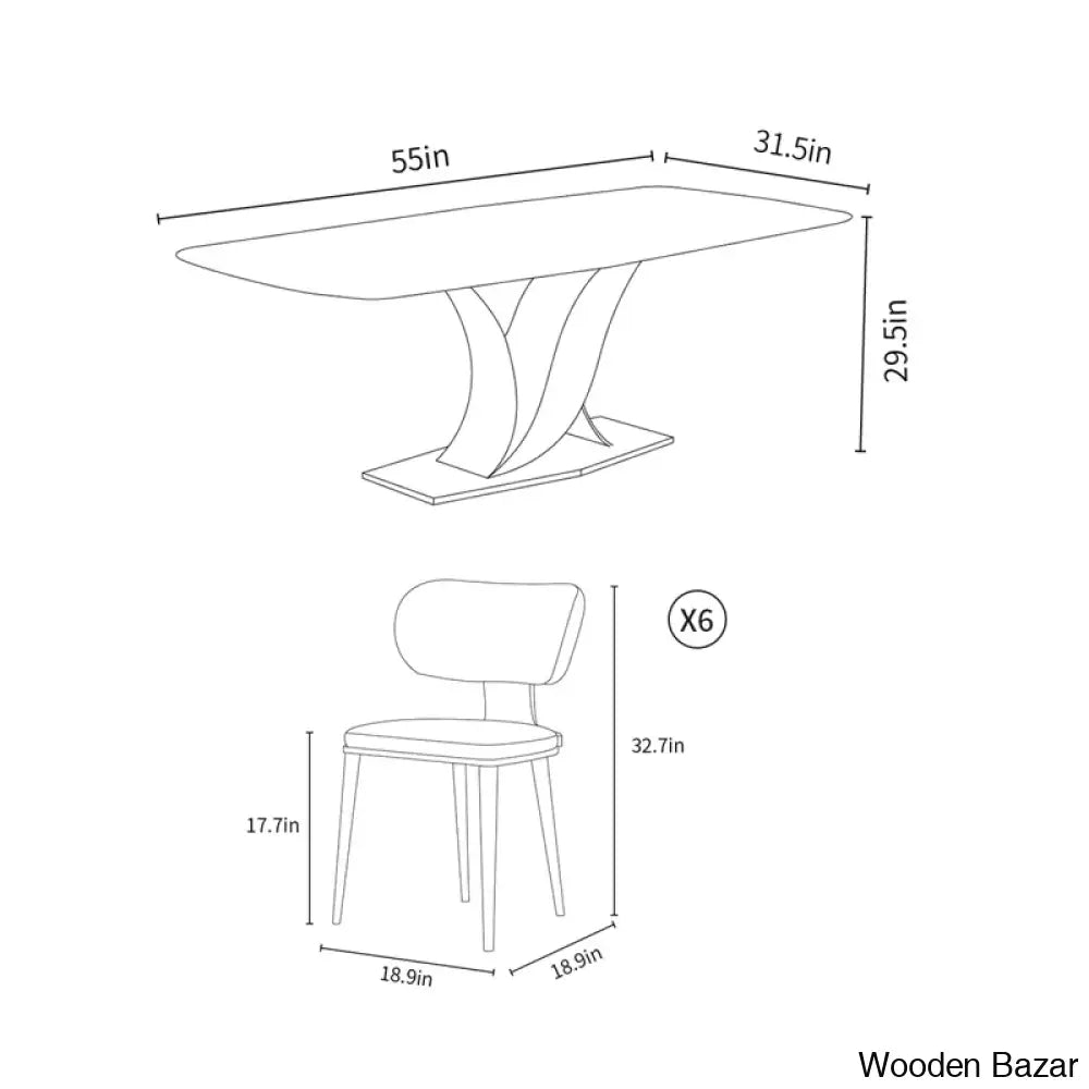 Cabal New 6 Seater Pedestal Dining Set - Wooden Bazar