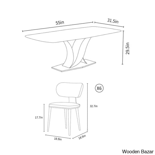 Cabal New 6 Seater Pedestal Dining Set - Wooden Bazar