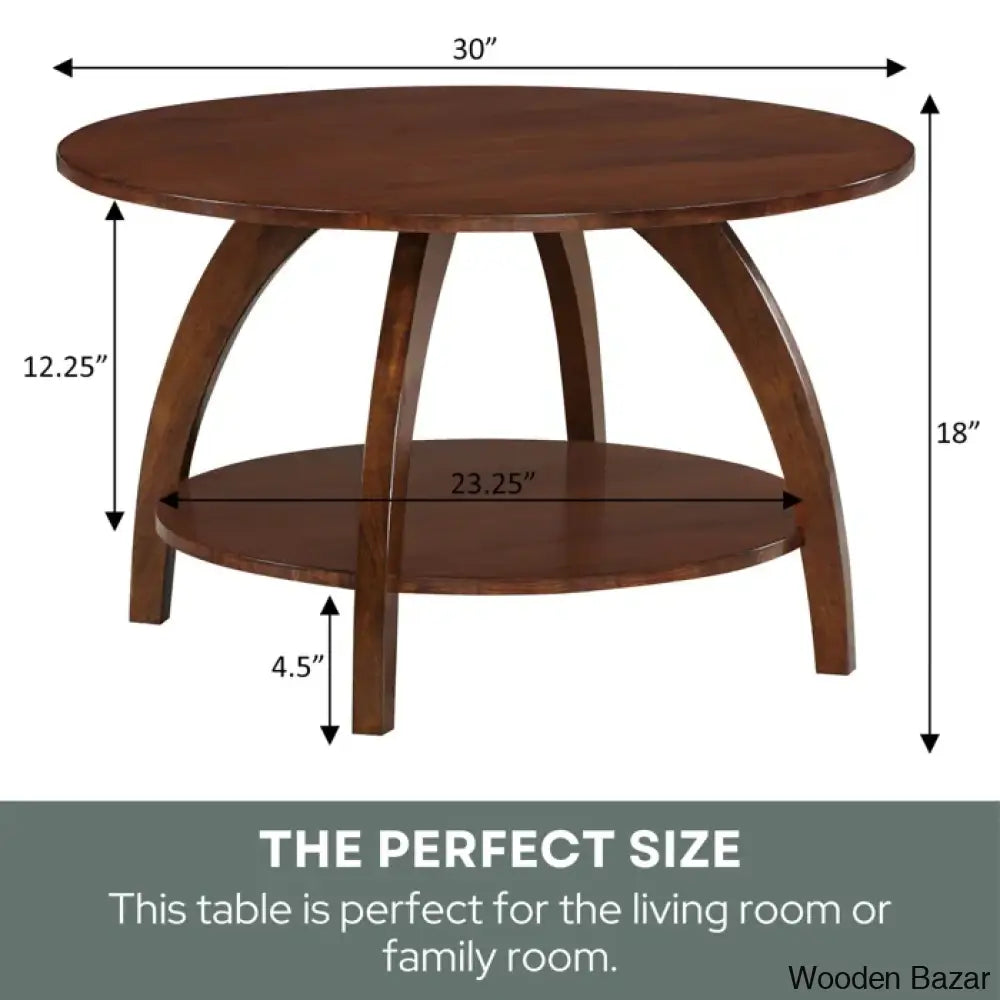 Cabool Round Coffee Table With Shelf And Center