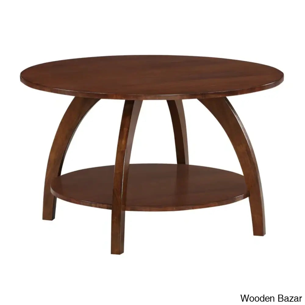 Cabool Round Coffee Table With Shelf And Center