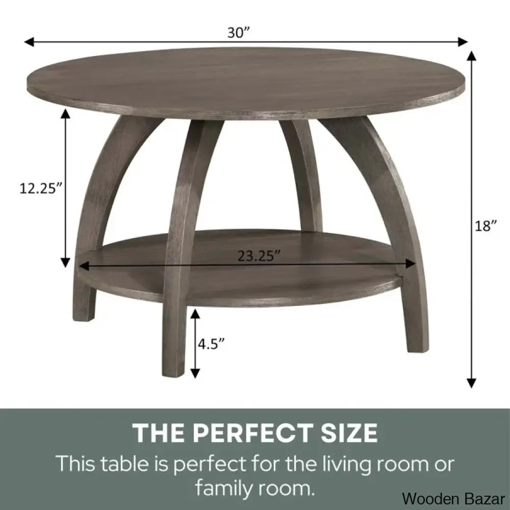 Cabool Round Coffee Table With Shelf And Center