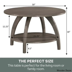 Cabool Round Coffee Table With Shelf And Center