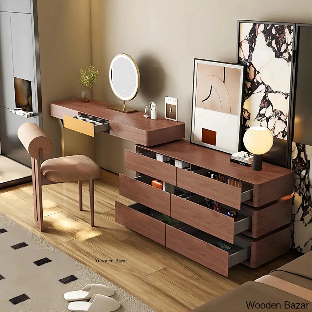 Cadesia Vanity Dressing Table With Mirror Light And Stool