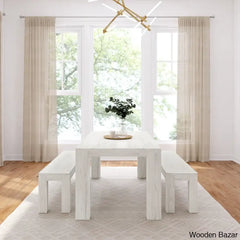 Cady 6 Seater Teak Wood Solid Dining Set - Wooden Bazar