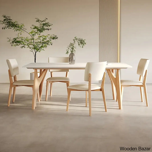 Cahir Luxury Wooden Dining Set For Luxe Homes - Bazar 4 Seater