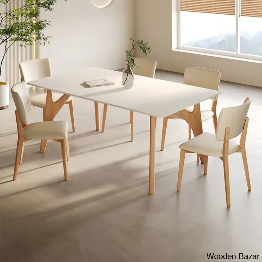 Cahir Luxury Wooden Dining Set For Luxe Homes - Bazar 5 Seater