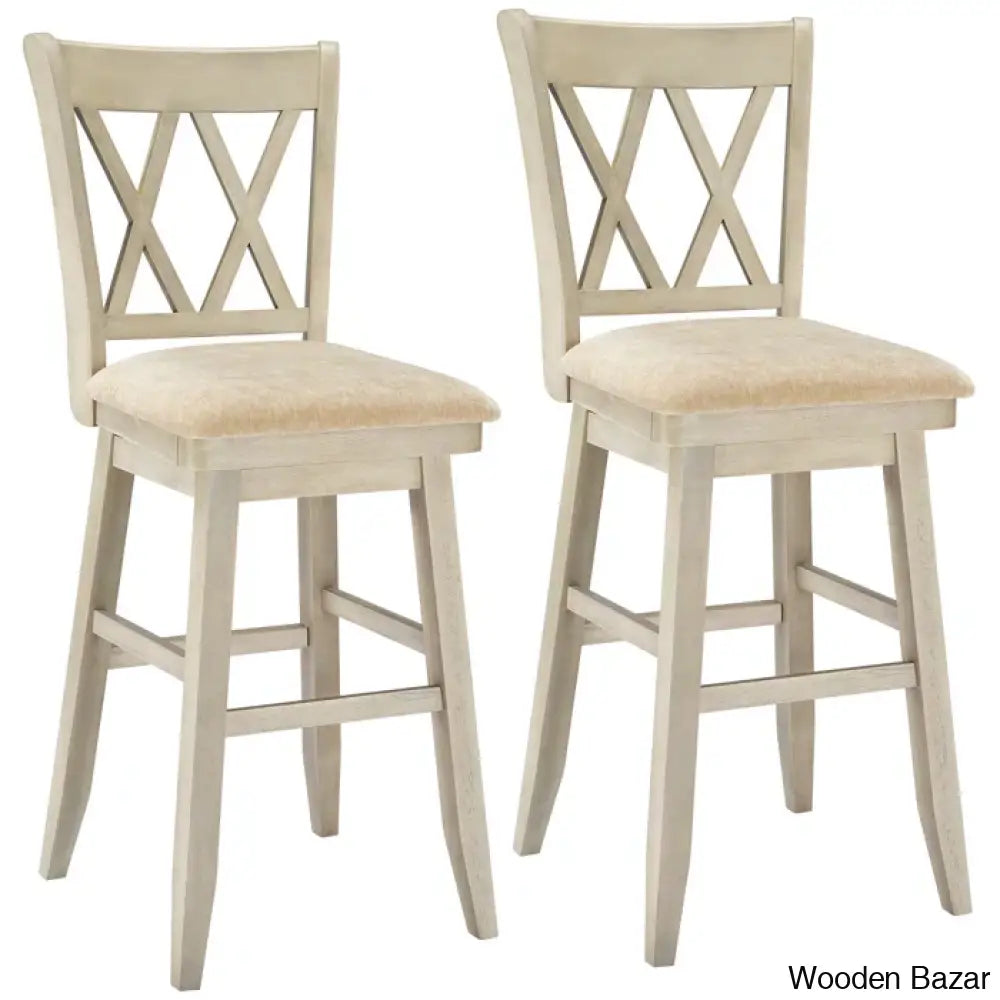 Calindas Swivel Counter And Bar Stool With Solid Wood Frame (Set Of 2) White